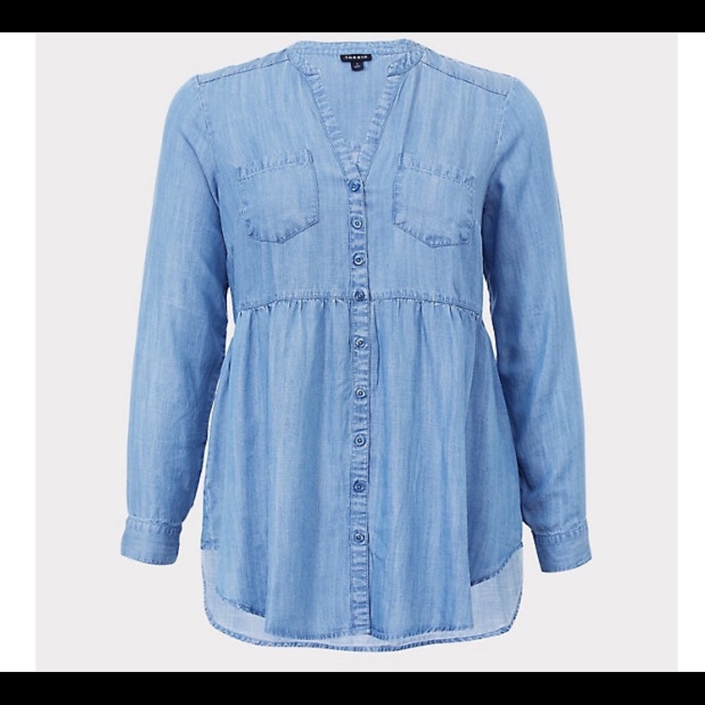 Chambray Babydoll Blouse